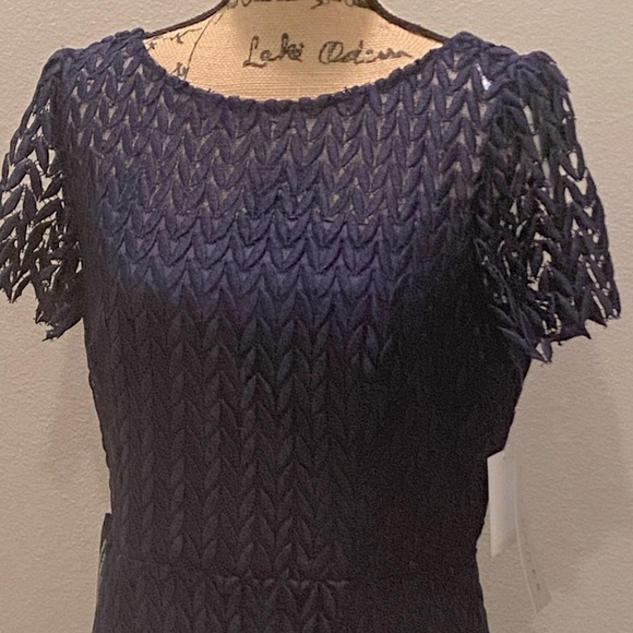 Kay Unger Nordstrom's Tatum Navy Lace Midi Dress 12 NWT - Picture 6 of 11